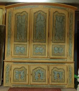 lib120 - Mueble-librería lacada y pintada, época del siglo XVIII, cm largo 270 x alto 313 x profundidad 55